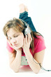 Beautiful isolated teen girl, listening to music