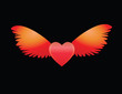 Vector heart with wings