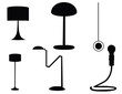 Vector silhouette set of lamps and lighting