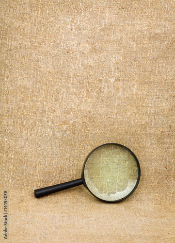 Magnifying glass on the sacking Magnifying glass on the sacking
