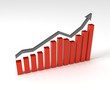 Business Graph with arrow showing profits and gains