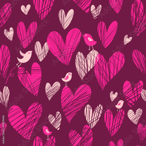 Pink Cute Backgrounds on Photo  Cute Cartoon Hearts   Seamless Pattern In Popular Pink Color
