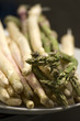 white and green asparagus