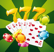 Casino elements sevens cards and chips