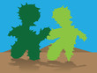Two cactuses shake hands Two cactuses shake hands