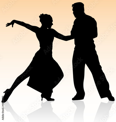 silhouettes of people dancing. Vector silhouette of couple