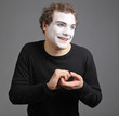 portrait of the mime isolated on grey background