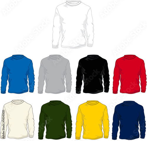 White Tee Shirt Outline. Long Sleeve T-Shirt Template