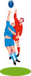 Rugby players jumping to catch a lineout throw