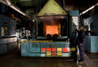 Oven for steel with operator