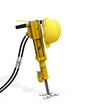 Jackhammer and hardhat on it