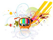funky abstract background with cool retro TV funky abstract background with cool retro TV