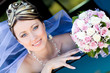 portrait of the bride in the wedding car