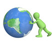 3d puppet, pushing Earth