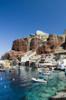 amoudi bay oia santorini greek island harbor boats tavernas