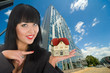 Business woman advertises real estate
