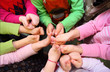 Children's hands show sign ok,  top view