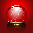 realistic illustration of an empty snowglobe on red