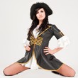Young woman in a pirate costume and hat
