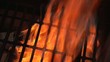 BBQ Fire Burning in Outdoor Grill