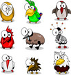 Collection of cartoon birds