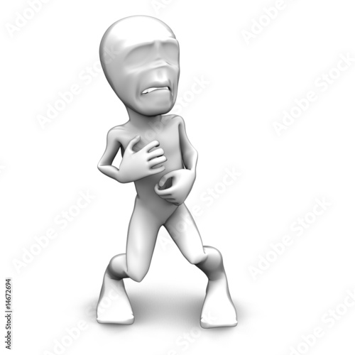 Illustration: 3d little person who very frightened, trembling in fear 3d little person who very frightened, trembling in fear