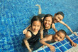 Group of children playing in the pool.