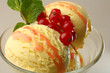 Ice cream, fruit