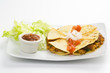 delicious chicken quesadilla and fresh vegetables