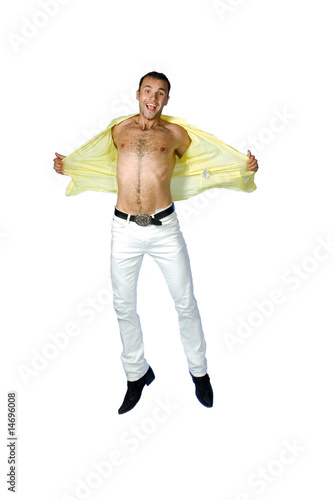 Foto: The man jumping on a white background The man jumping on a white background
