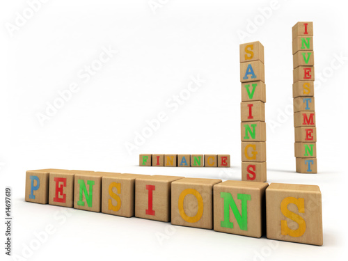 Photo: Pensions concept - Child's play building blocks Pensions concept - Child's play building blocks