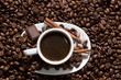 Cup of coffee with chocolate view from above