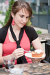 Attractive young woman eating apple pie Attractive young woman eating apple pie