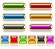 Twelve golden glossy icons with reflection Twelve golden glossy icons with reflection