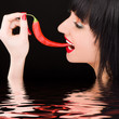cute girl with chili pepper