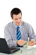 Businessman counting money