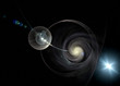 mystical galaxy, rays of light in space