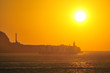 Orange sky and dramatic sun
