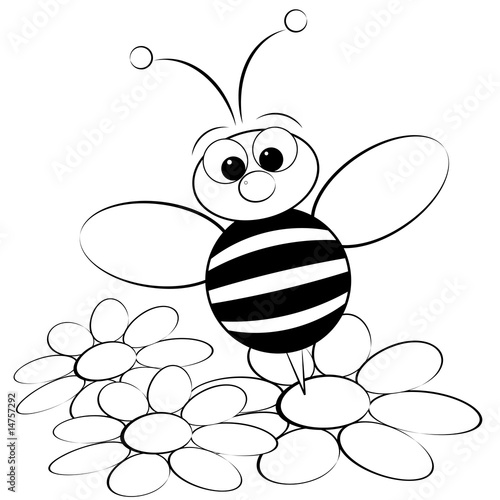 Coloring page - Bee and daisy