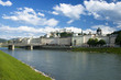 city of salzburg with salzach and panorama