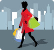 Vector illustration of shopping girl.