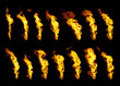 Real flames set of 14 individually shot isolated on black