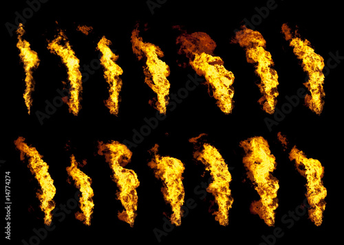 Photo: Real flames set of 14 individually shot isolated on black Real flames set of 14 individually shot isolated on black