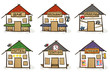 Illustration : 6 croquis de maisons - centre-ville 6 croquis de maisons - centre-ville