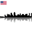Black vector San Diego silhouette skyline with USA flag Black vector San Diego silhouette skyline with USA flag