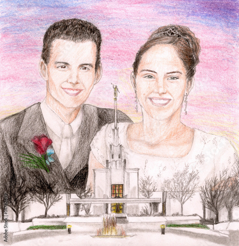 Illustration: LDS temple wedding LDS temple wedding