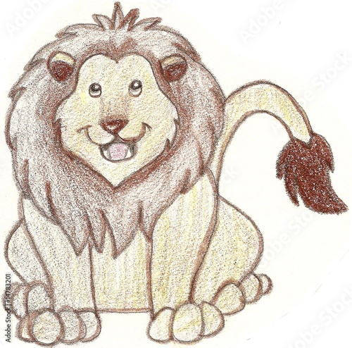 Photo: Sketch of a friendly looking lion Sketch of a friendly looking lion