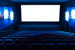 Dark blue rows of theater seats