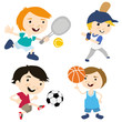 sport cartoon with four different position sport cartoon with four different position