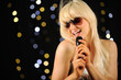 Pop star performing on stage